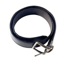 Levi's Black Leather Belt Strap Size 36/90  Silver-Toned Buckle Stitched Logo